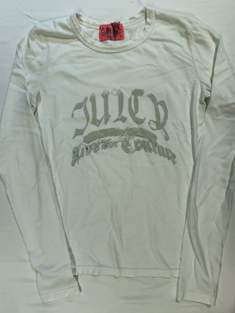 Vintage Y2K Juicy Couture Silver Graphic Long Sleeve Top Petite P